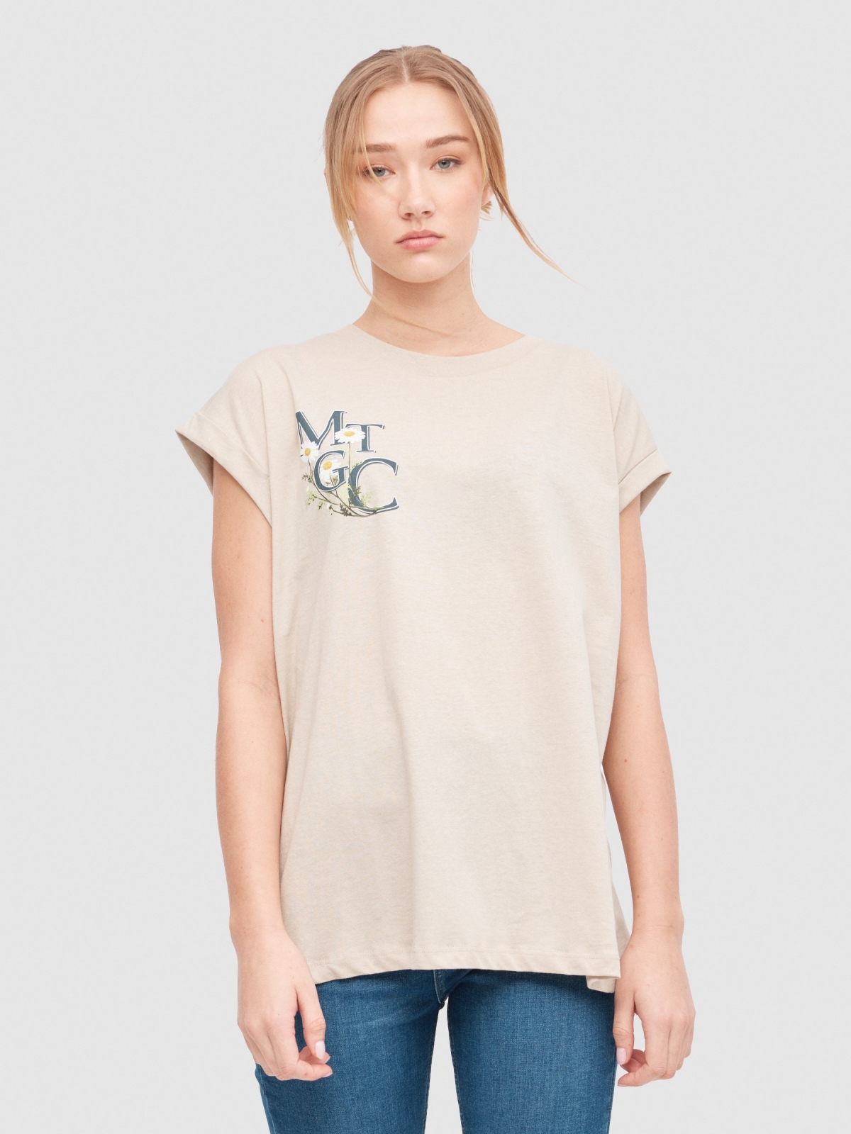 Memphis t-shirt taupe middle front view