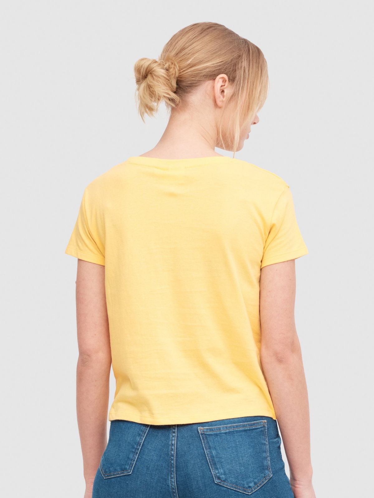 Licensed Stitch T-shirt yellow middle back view