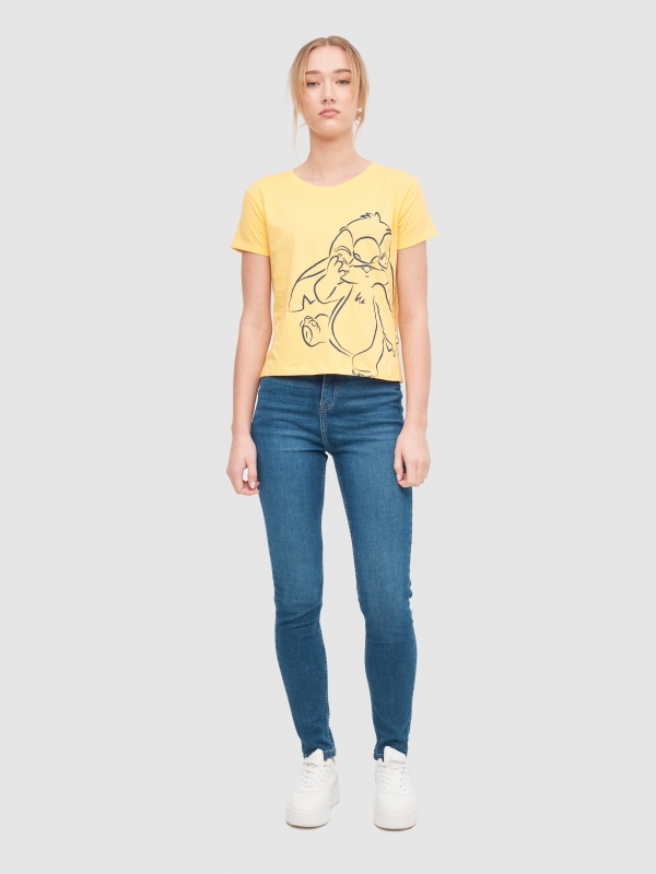 T-shirt com licença Stitch amarelo vista geral frontal