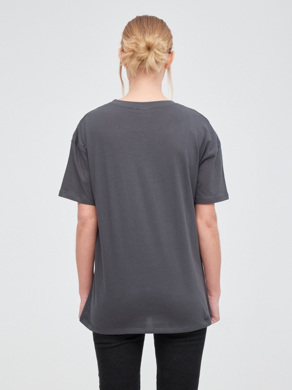 T-shirt oversize Garfield cinza escuro vista meia traseira