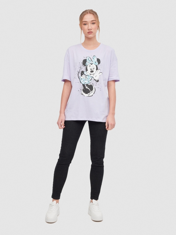 Camiseta oversize Minnie Mouse lila vista general frontal