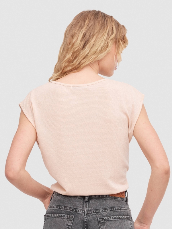 Fluid lurex t-shirt nude pink middle back view