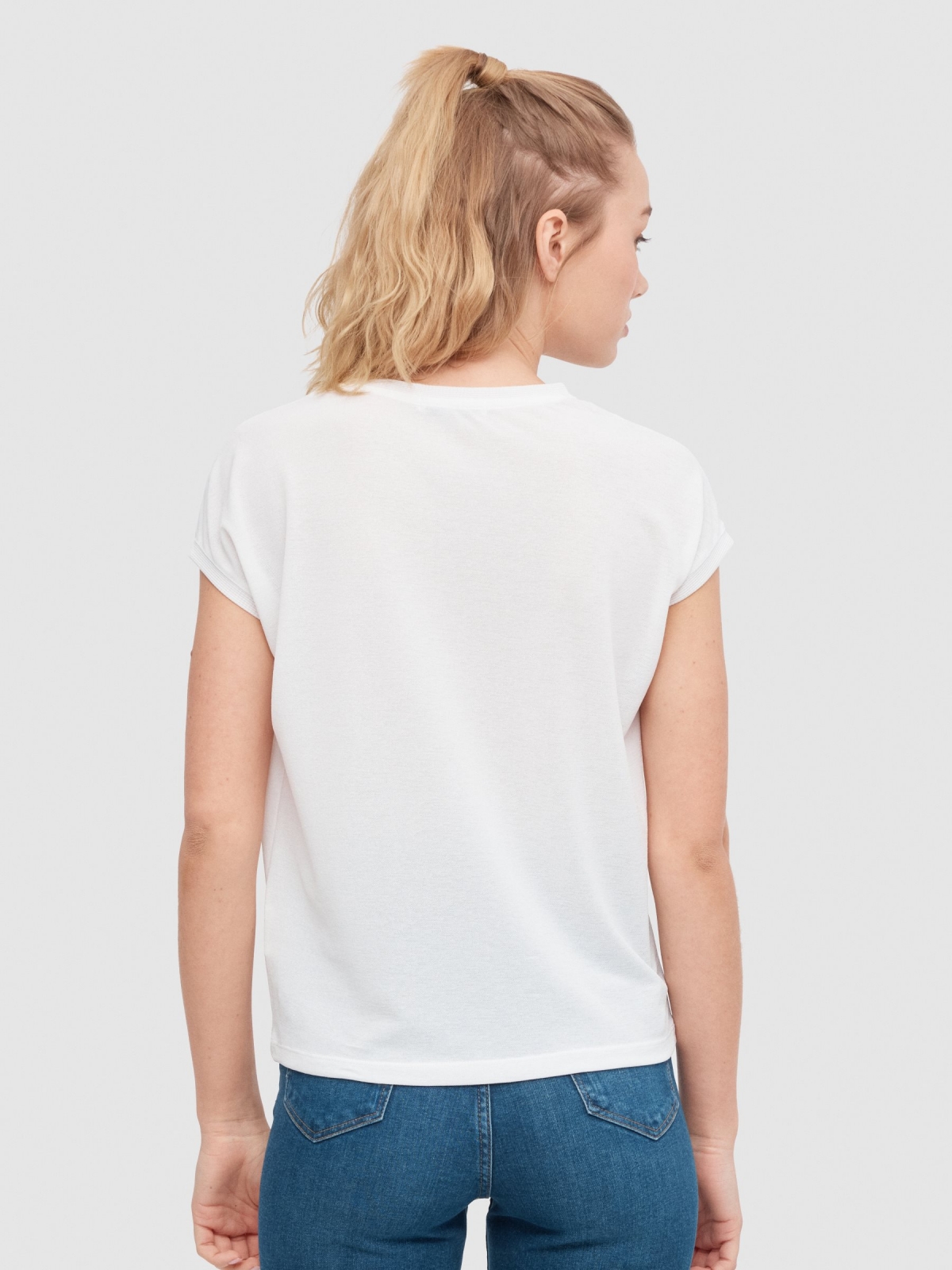Camiseta New York blanco roto vista media trasera