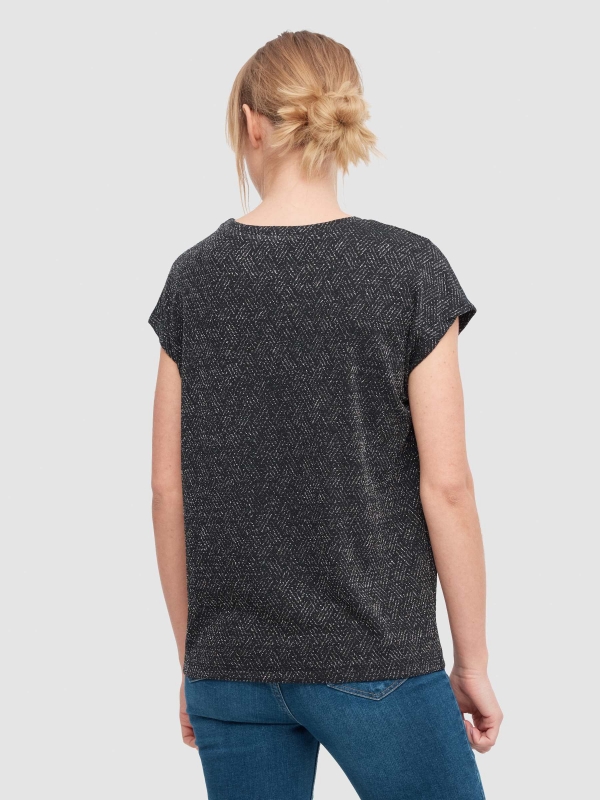 Lurex weft t-shirt black middle back view