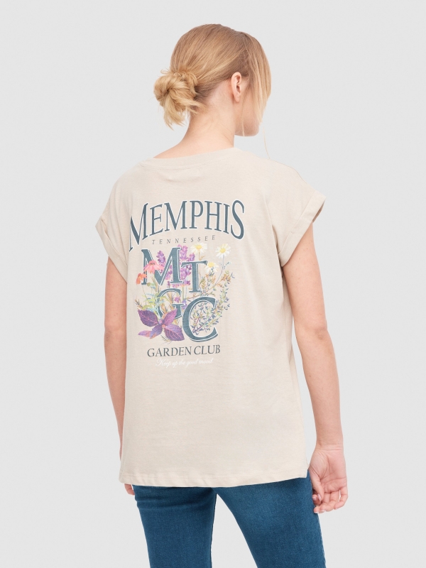 Memphis t-shirt taupe middle back view