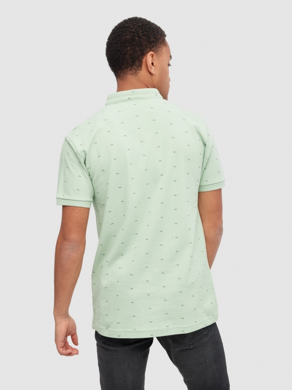 Minimal print polo mint middle back view