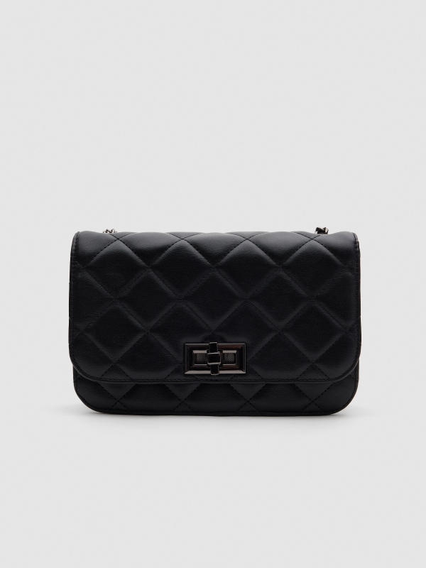 Quilted patent leather bag black