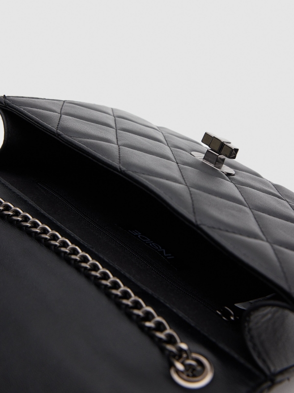 Quilted patent leather bag black detail view