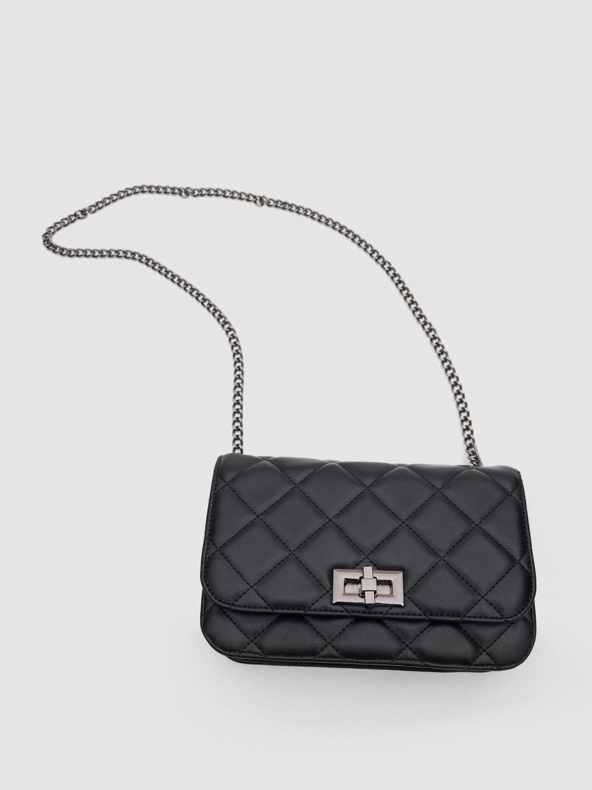 Quilted patent leather bag black detail view