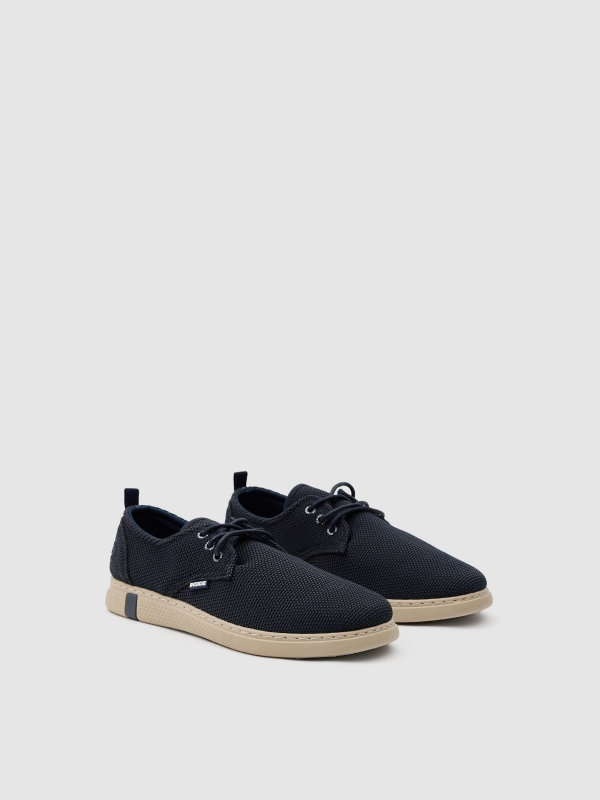 Spotted nylon sneaker dark blue 45º front view
