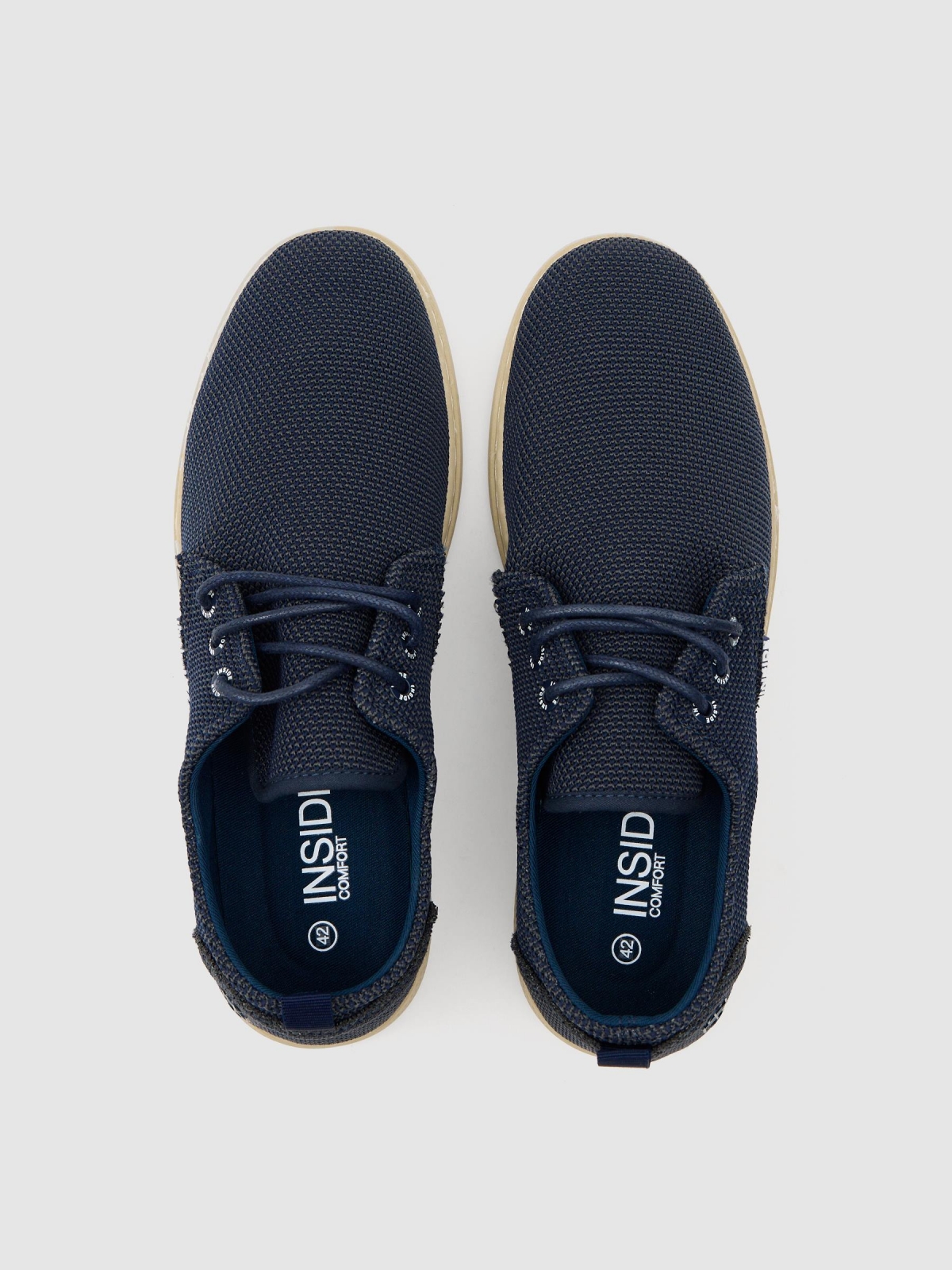 Spotted nylon sneaker dark blue zenithal view