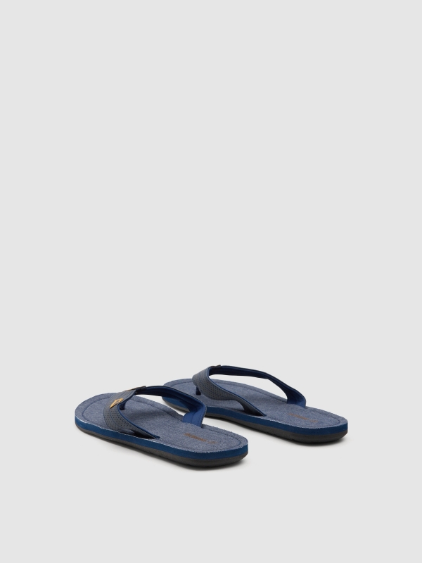 Sandália bolinhas azul marinho vista traseira 45º