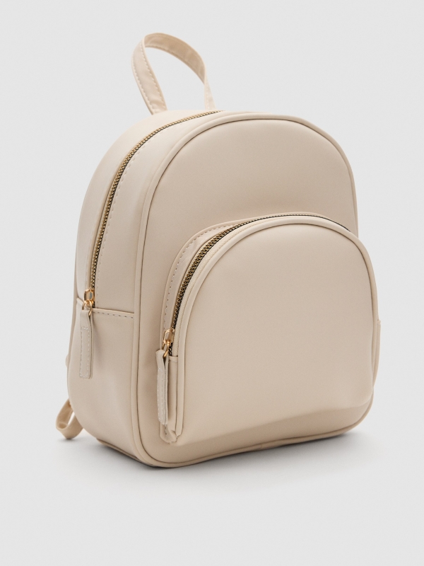 Leatherette backpack white 45º side view
