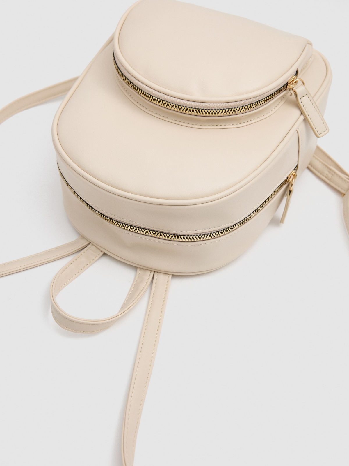 Leatherette backpack white detail view