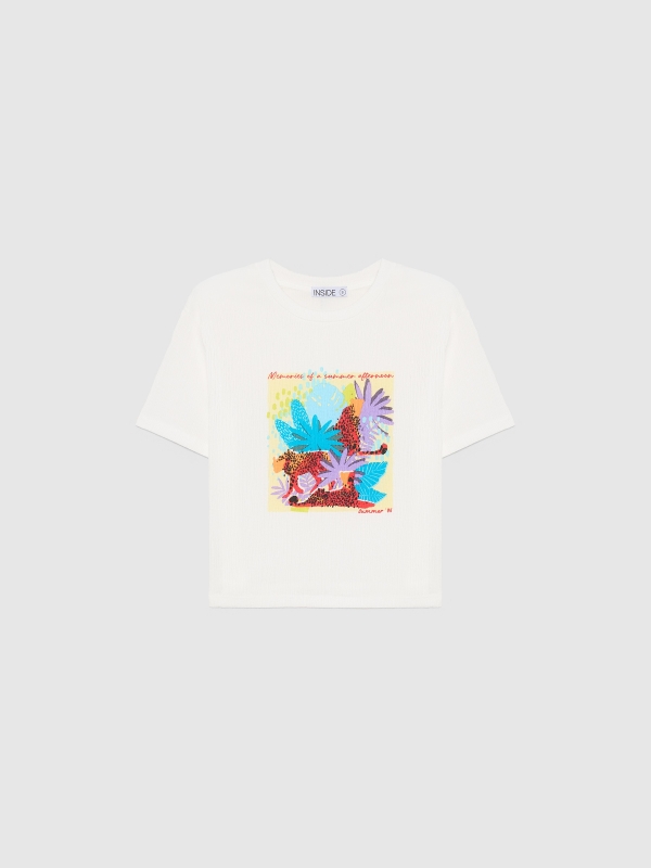  Tropical print t-shirt off white