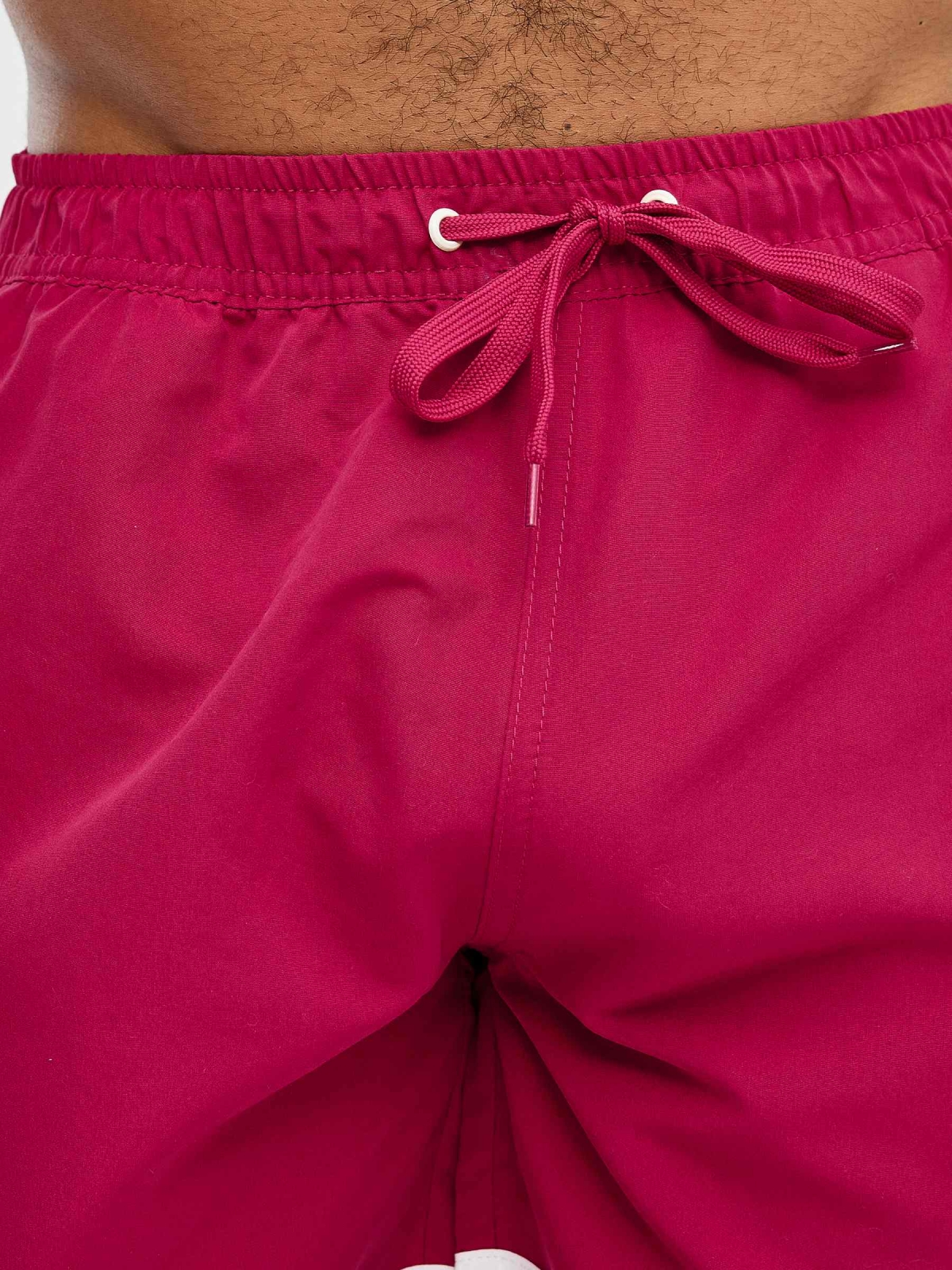 Contrast trim short swimsuit red detail view