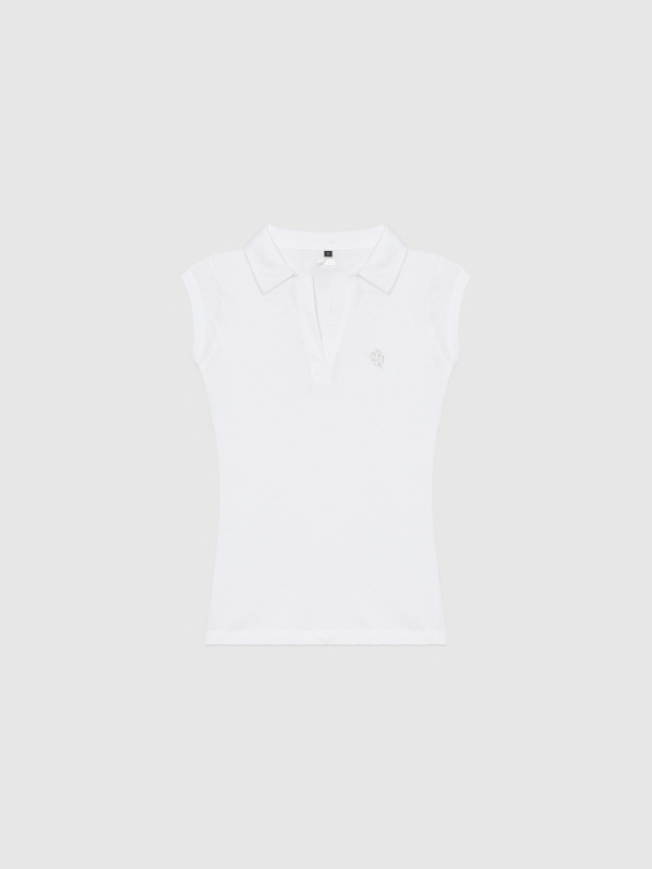  T-shirt pólo com bordado branco