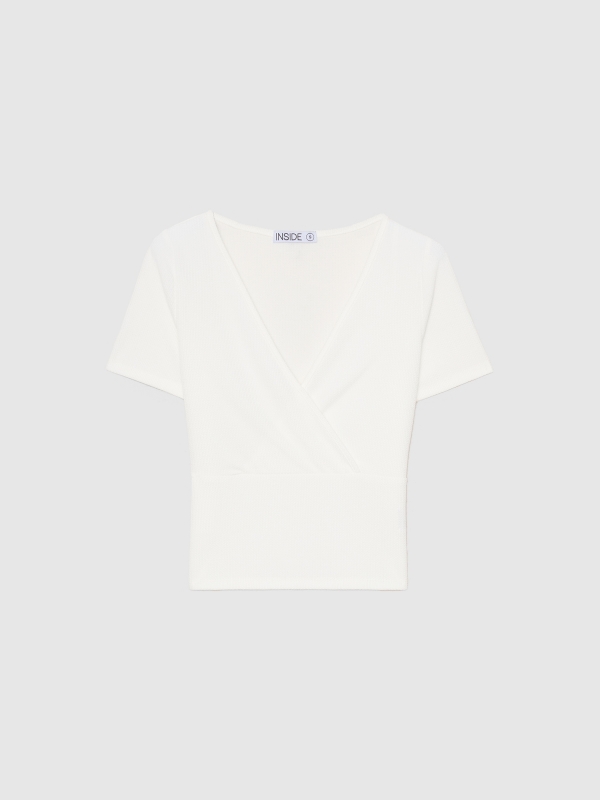  T-shirt com gola cruzada branco