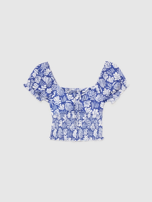  Camiseta mesonera fruncido azul eléctrico