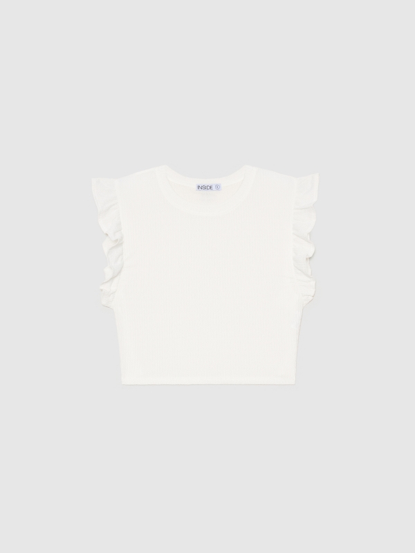  Ruffled sleeveless T-shirt white