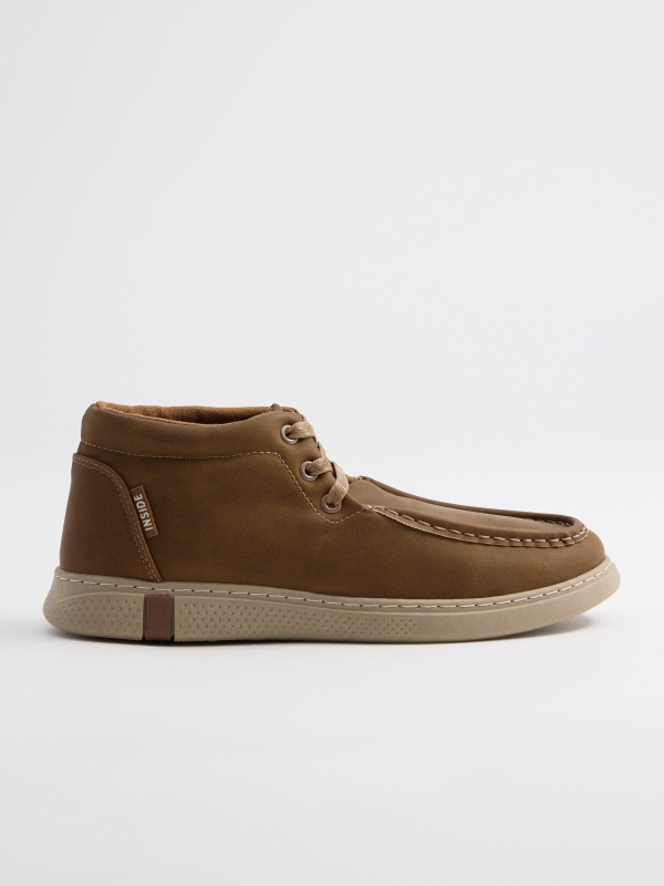 Brown wallabee ankle boot dark brown