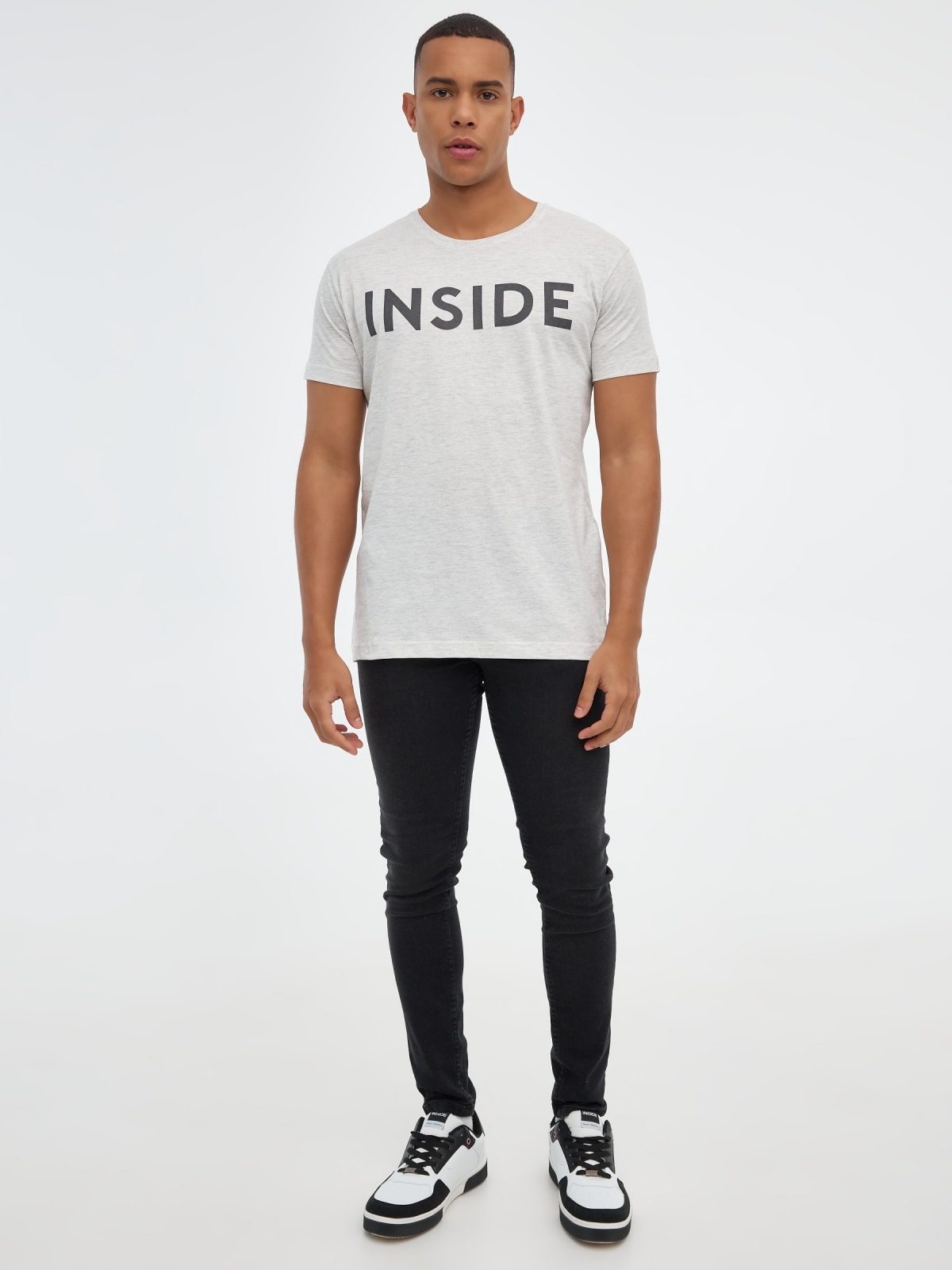 Camiseta básica "INSIDE" gris claro vista general frontal