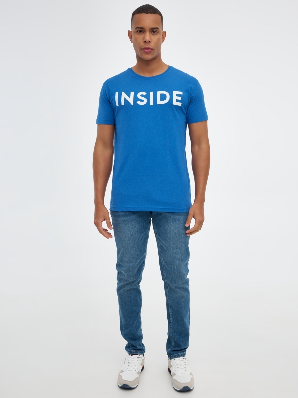 T-shirt básica "INSIDE azul ducados vista geral frontal