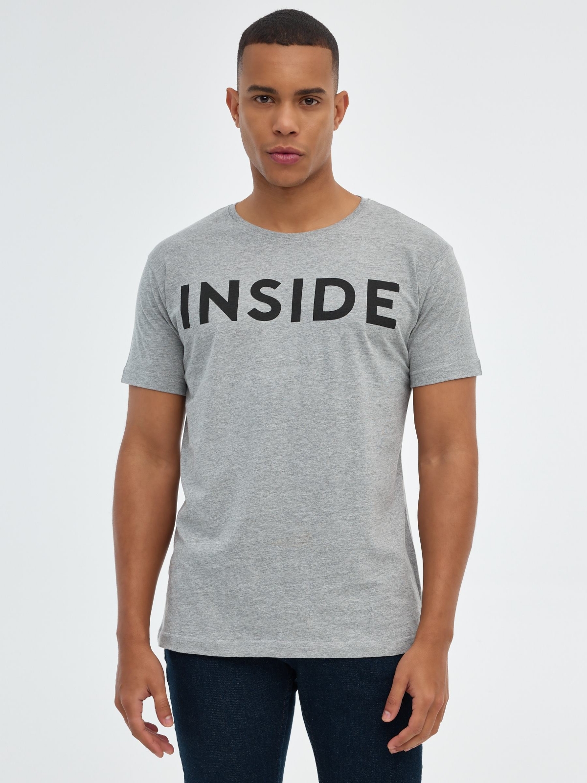 T-shirt básica "INSIDE melange meio vista meia frontal