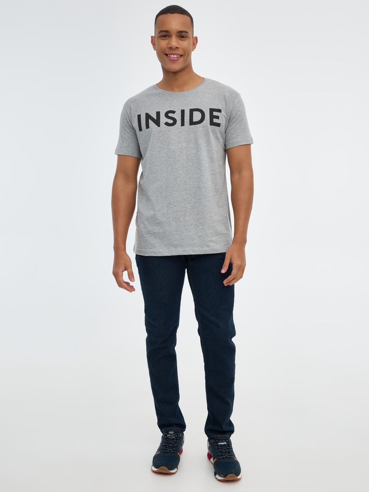 Camiseta básica "INSIDE" melange medio vista general frontal