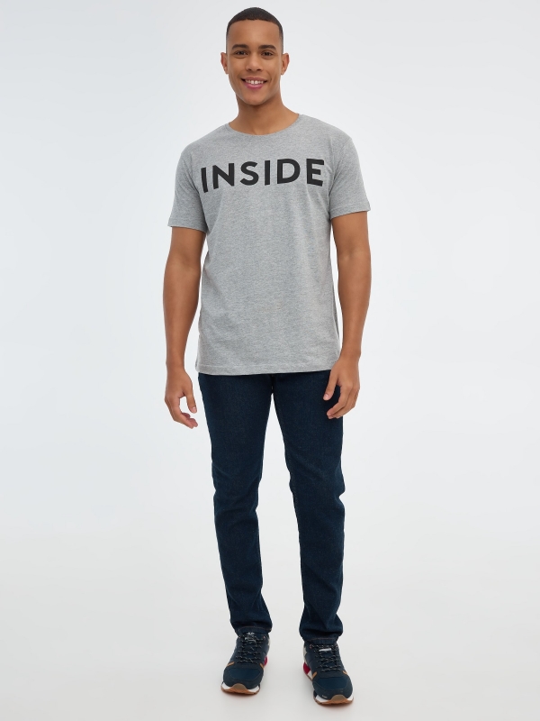 T-shirt básica "INSIDE melange meio vista geral frontal