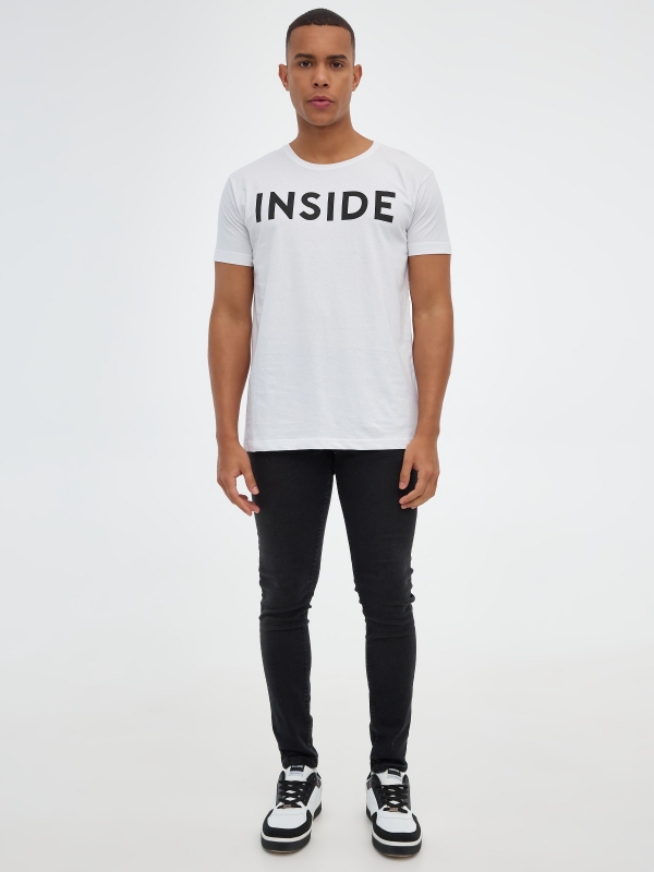 Camiseta básica "INSIDE" blanco vista general frontal