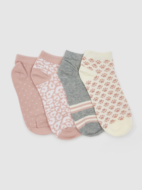 Printed ankle socks pack 4 middle front view