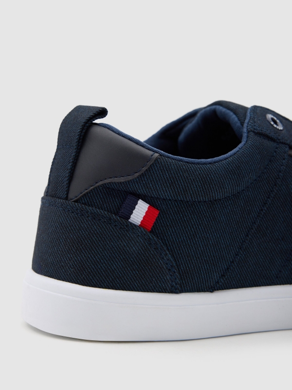 Canvas lace-up sneaker navy detail view