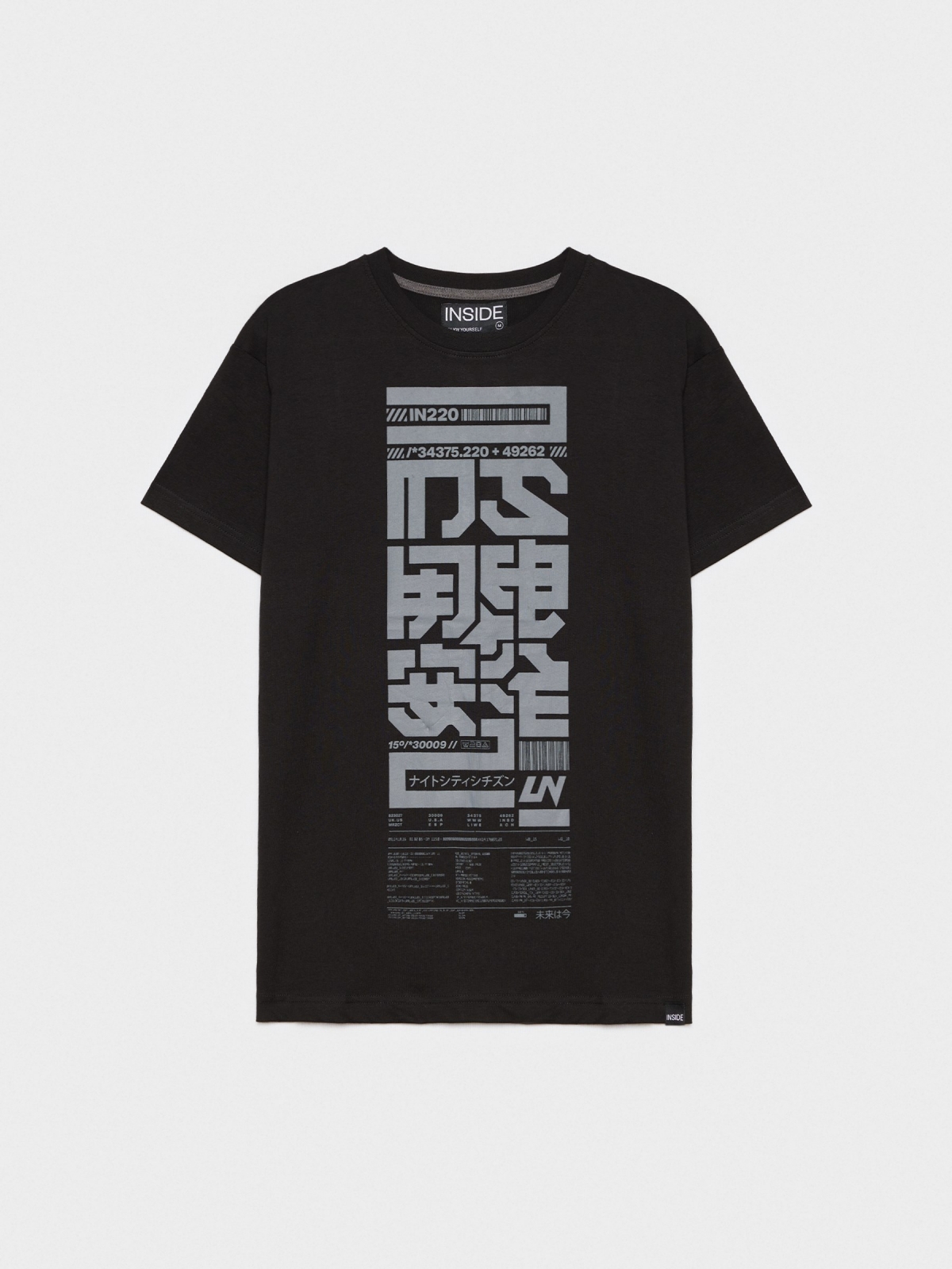  Japanese style black T-shirt black