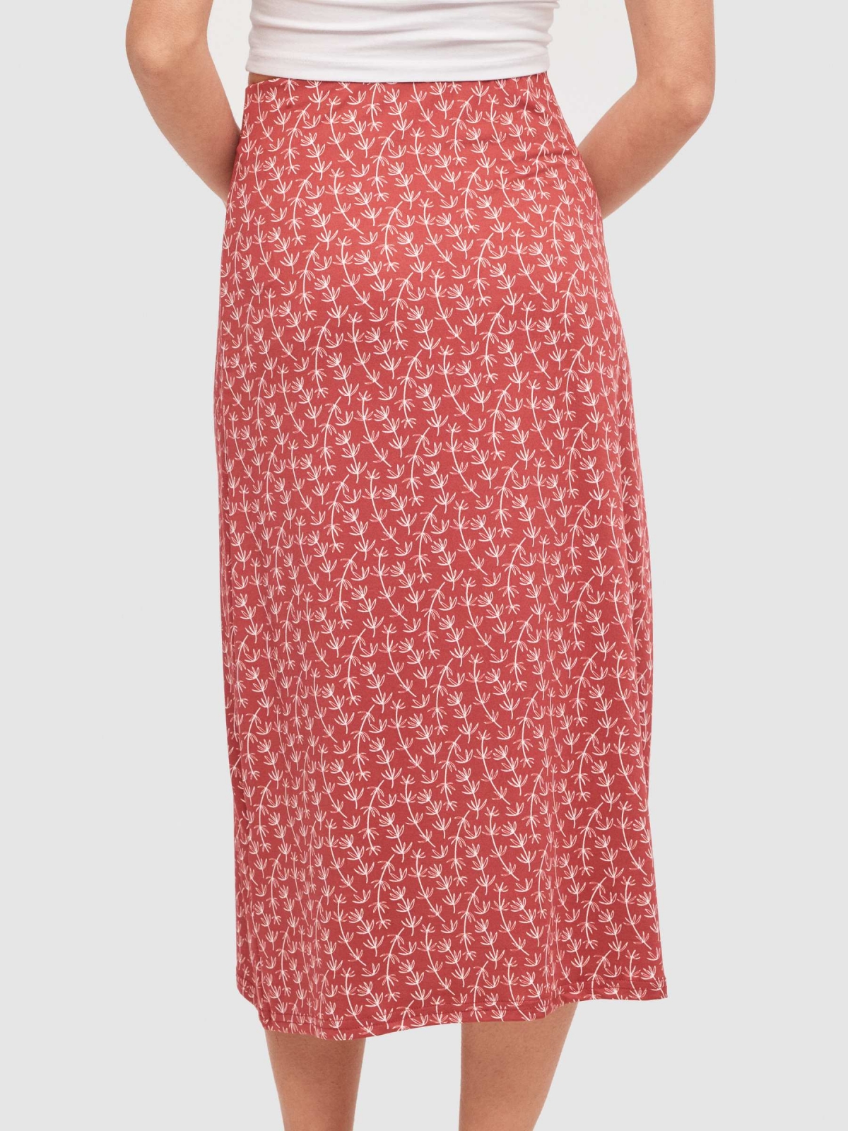 Floral midi skirt red detail view