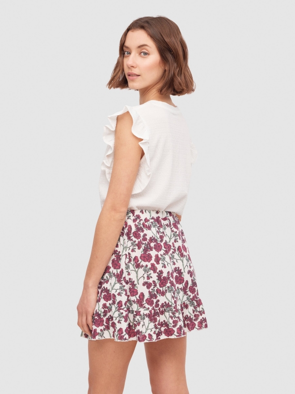 Ruffled printed mini skirt multicolor middle back view