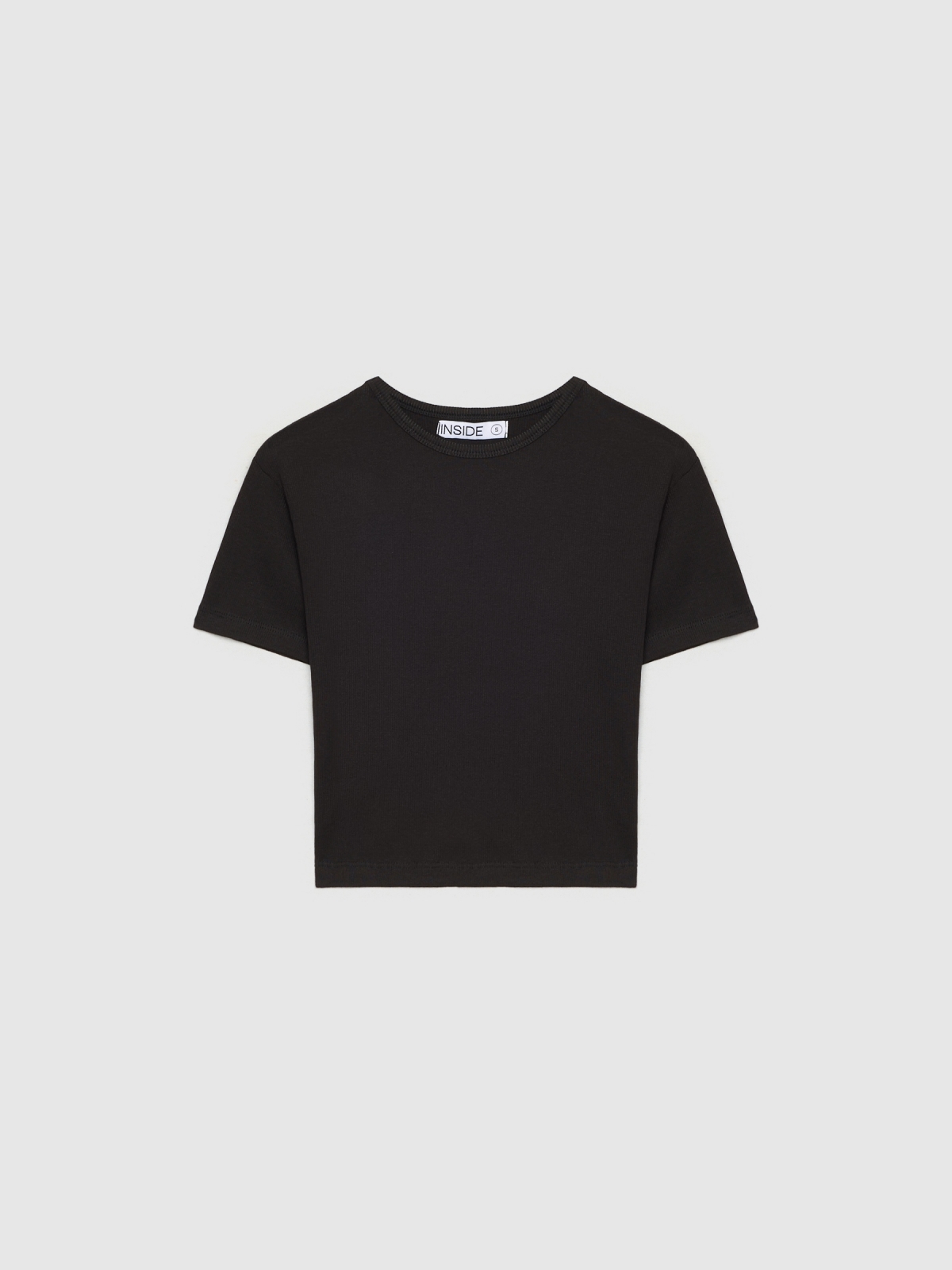  Camiseta básica con rib negro