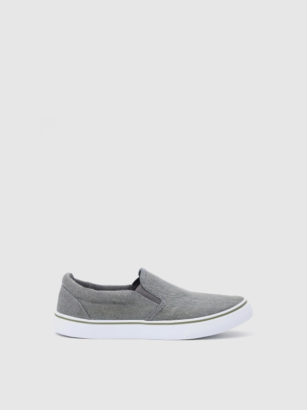 Gray elastic canvas sneaker grey