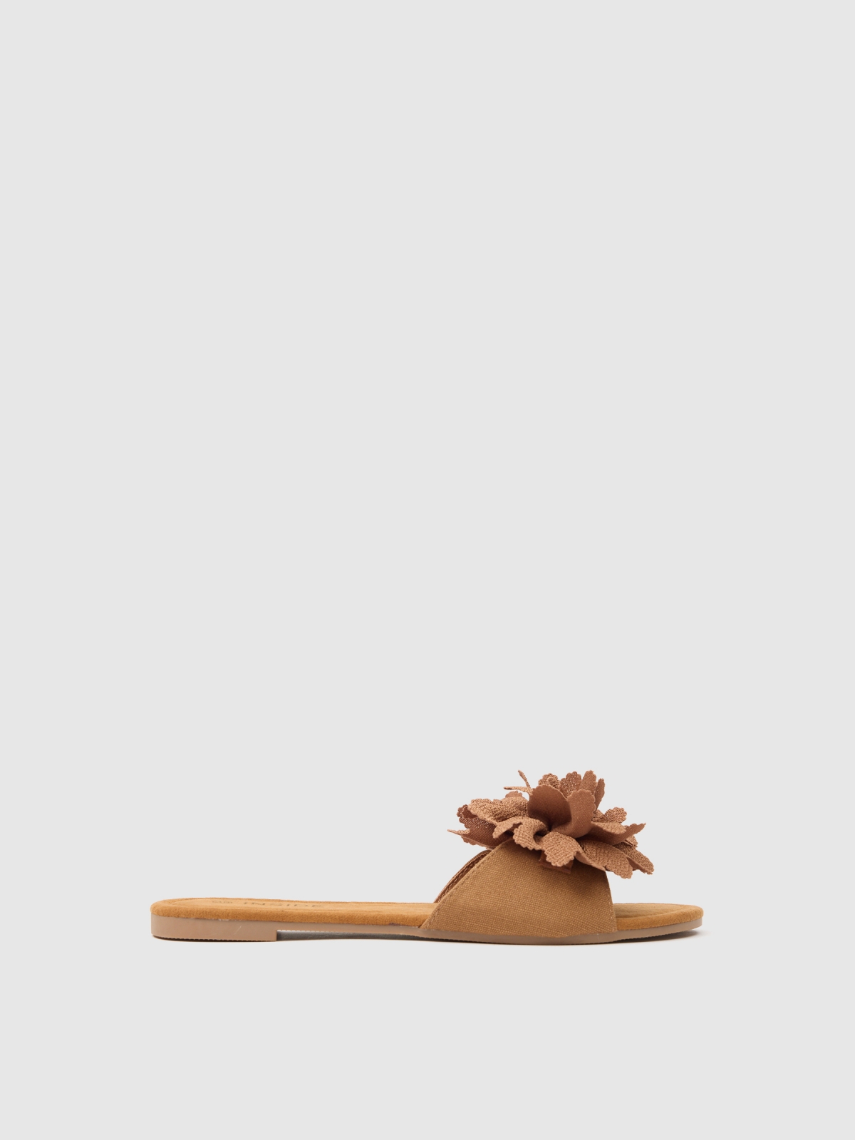 Floral sandal with flower earth brown
