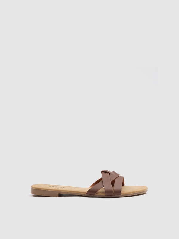 Strappy thong sandal earth brown