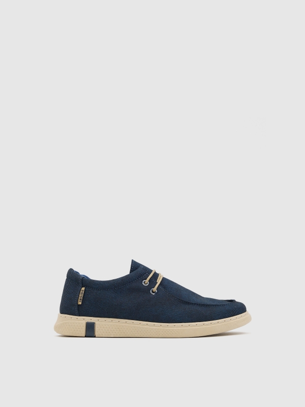 Casual navy canvas shoes petrol blue