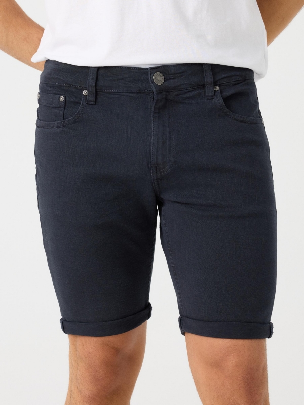 Coloured denim shorts navy detail view