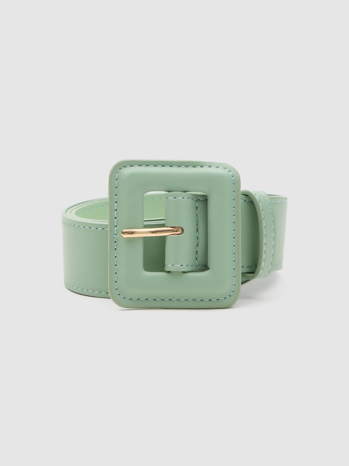 Square buckle belt green