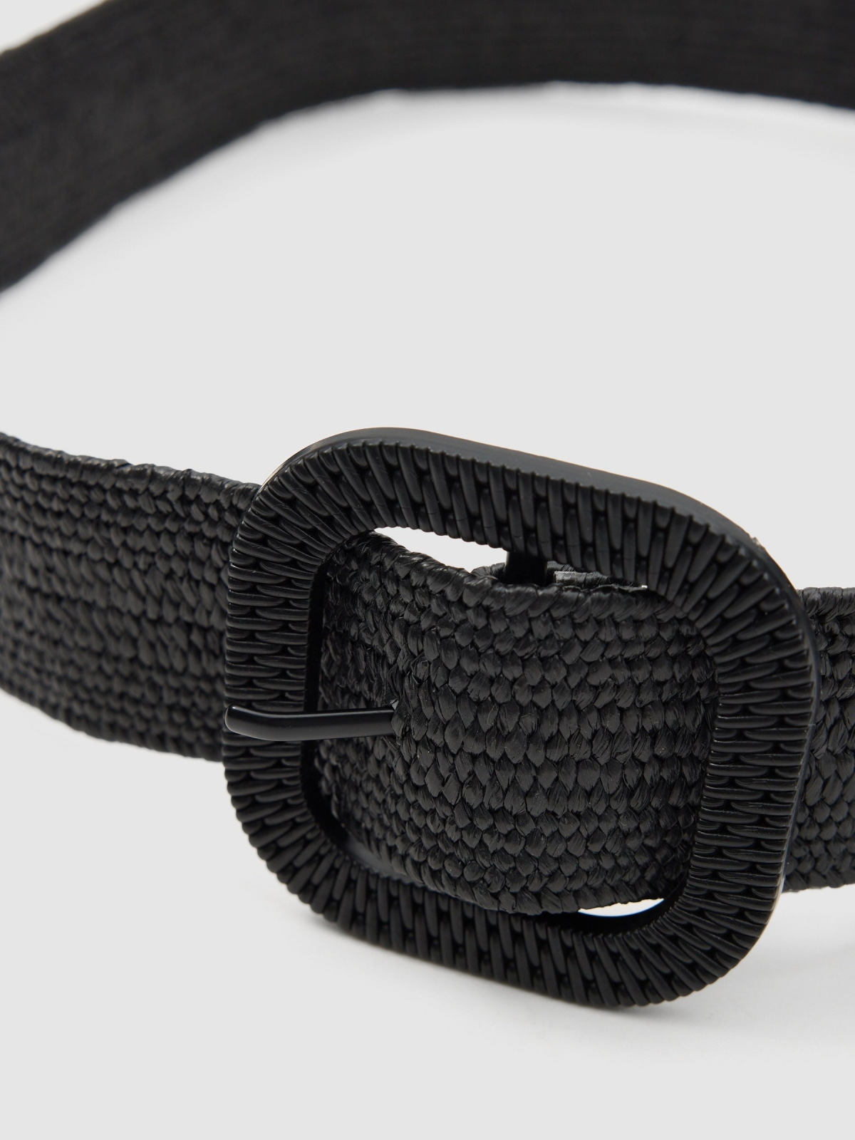Cinturón rafia negra negro vista detalle