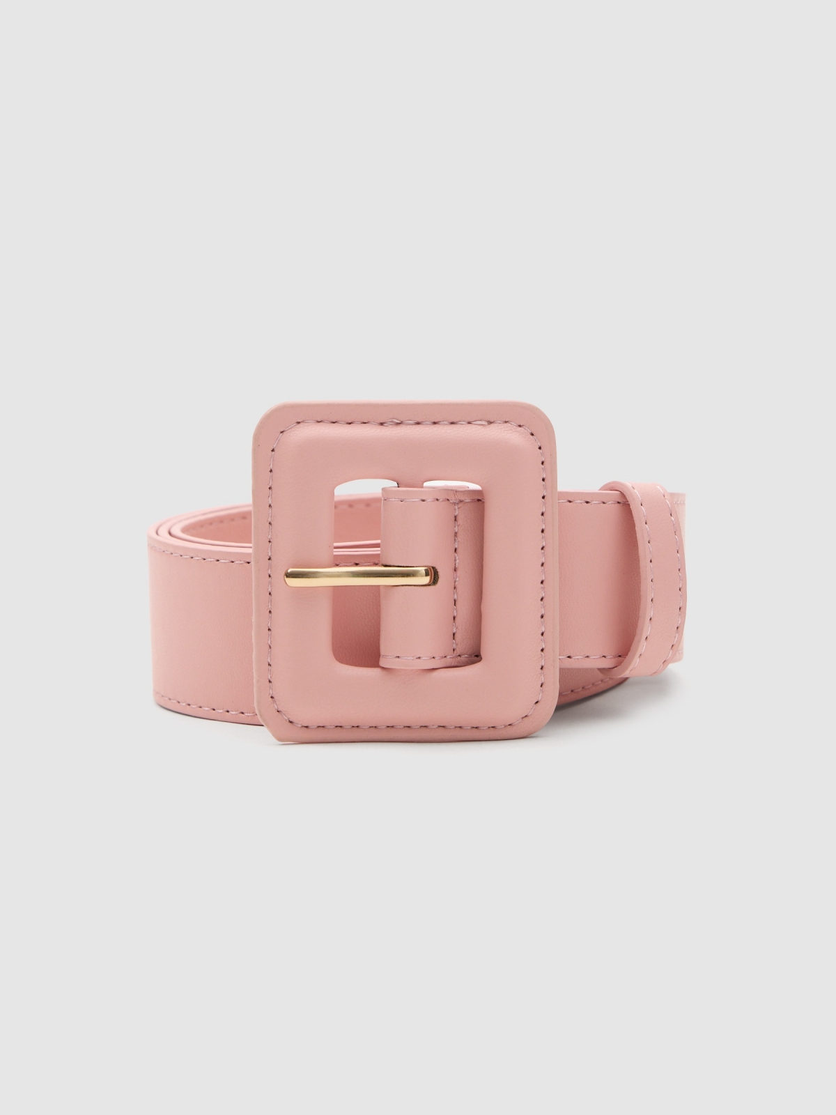 Cinturón hebilla cuadrada rosa claro