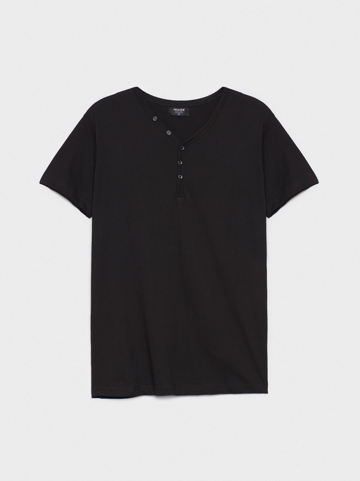  Camiseta cuello con botones negro