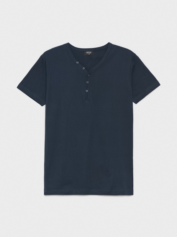  Camiseta cuello con botones azul oscuro