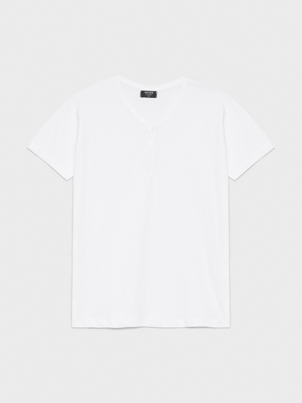  T-shirt gola com botões branco