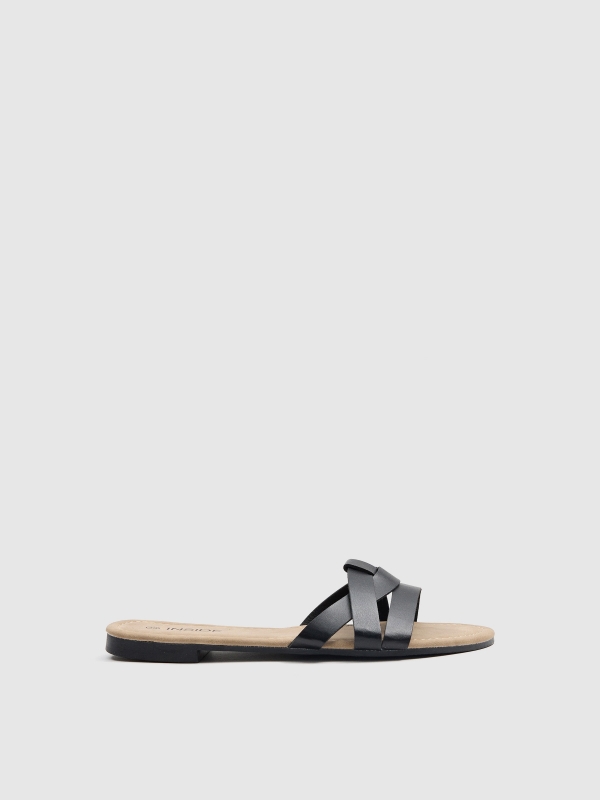 Strappy thong sandal black/beige