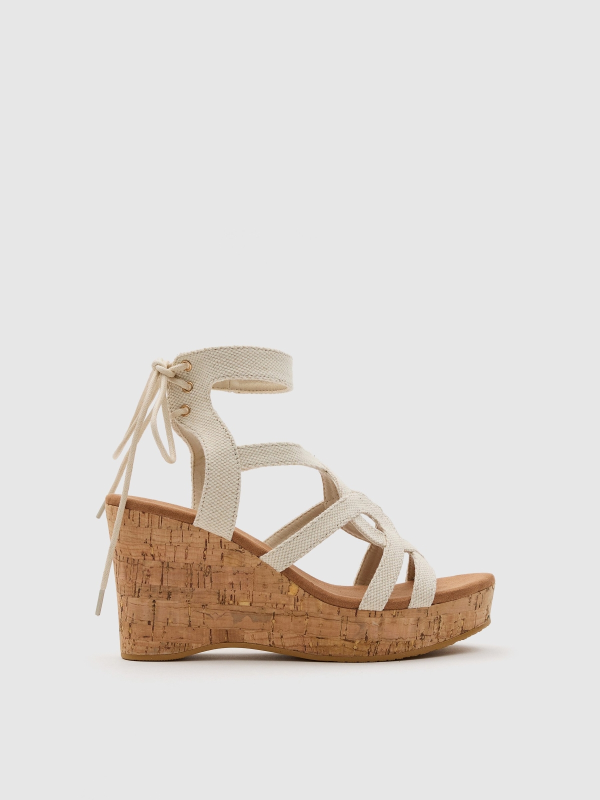 Wedges with lace-up straps sand